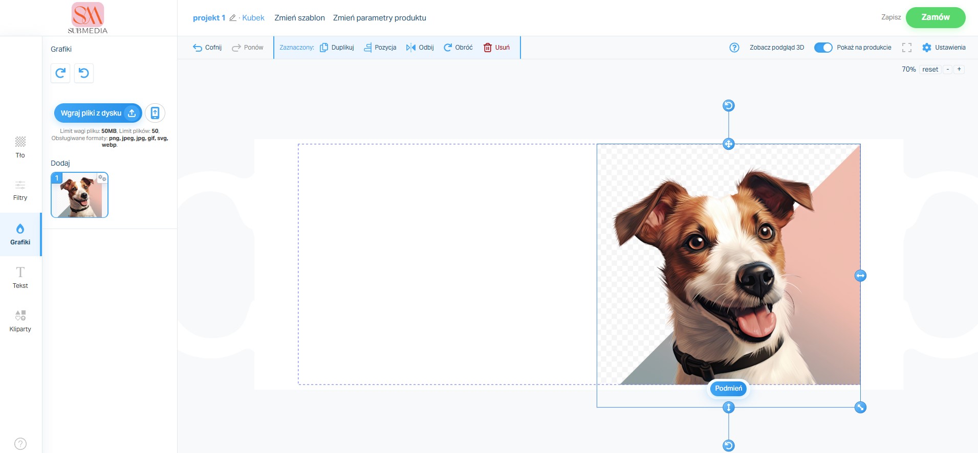 Kreator kubków - krok 2