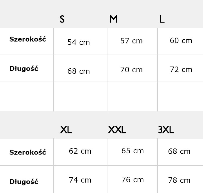 tabela rozmiarów softshell